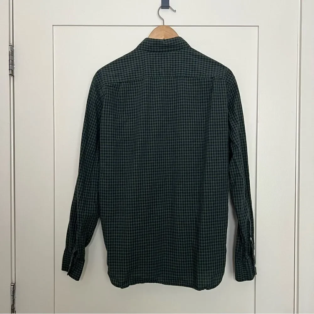 J Crew Shirt Mens Medium Green Blue Button Down Checkered Classic Cotton Preppy